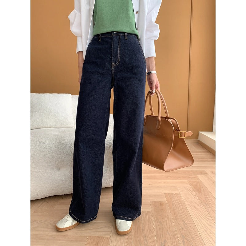 Damen elegante und weite Jeans mit hohem Bund Drune