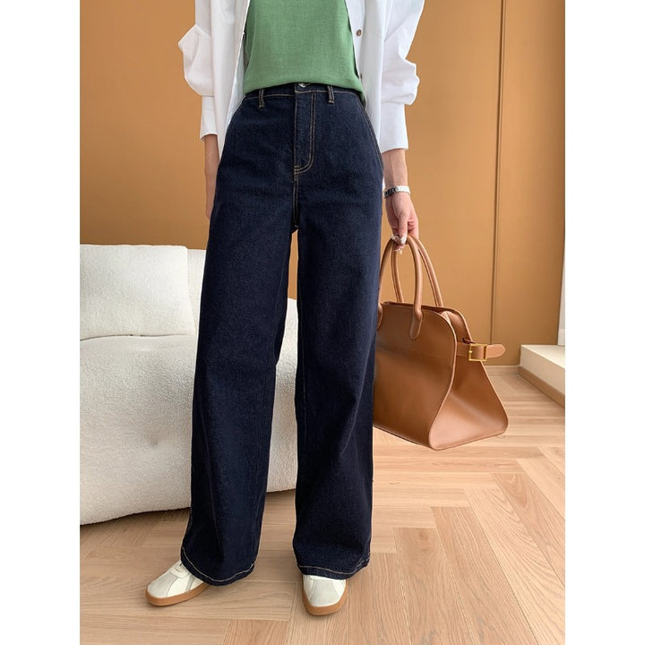 Damen elegante und weite Jeans mit hohem Bund Drune