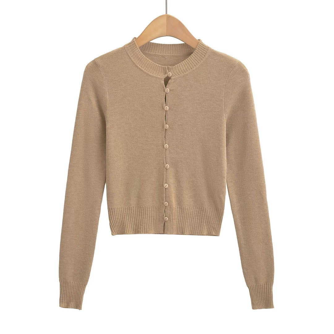 Damen Strickjacke mit modischem Rundhalsausschnitt und eleganter Knopfleiste Drune