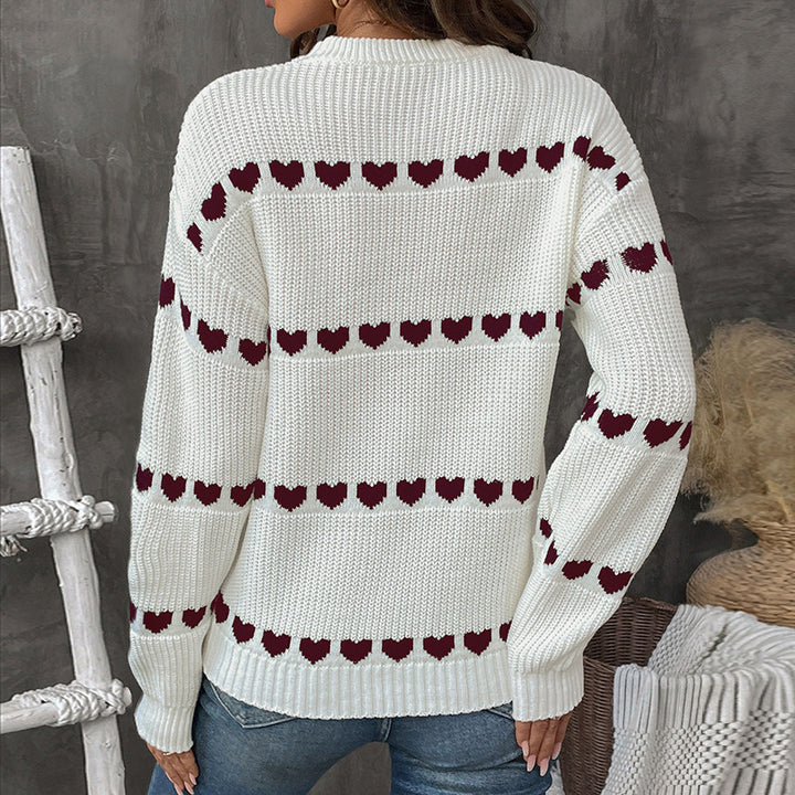 Damen Kuscheliger Strickpullover mit Herzmuster Drune