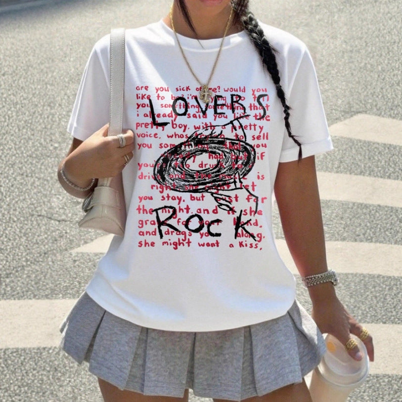 Damen Grafik T-Shirt mit kreativem Schriftzug und lässigem Schnitt Drune