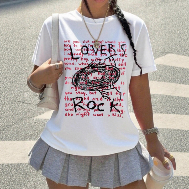 Damen Grafik T-Shirt mit kreativem Schriftzug und lässigem Schnitt Drune