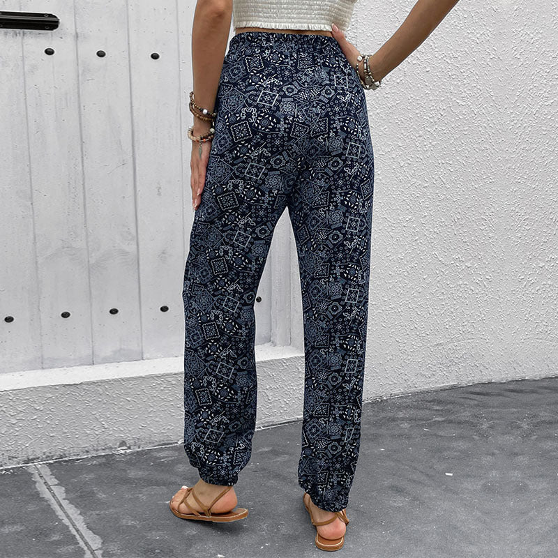 Damen Lockere Haremshose mit elastischem Bund und seitlichen Taschen Drune