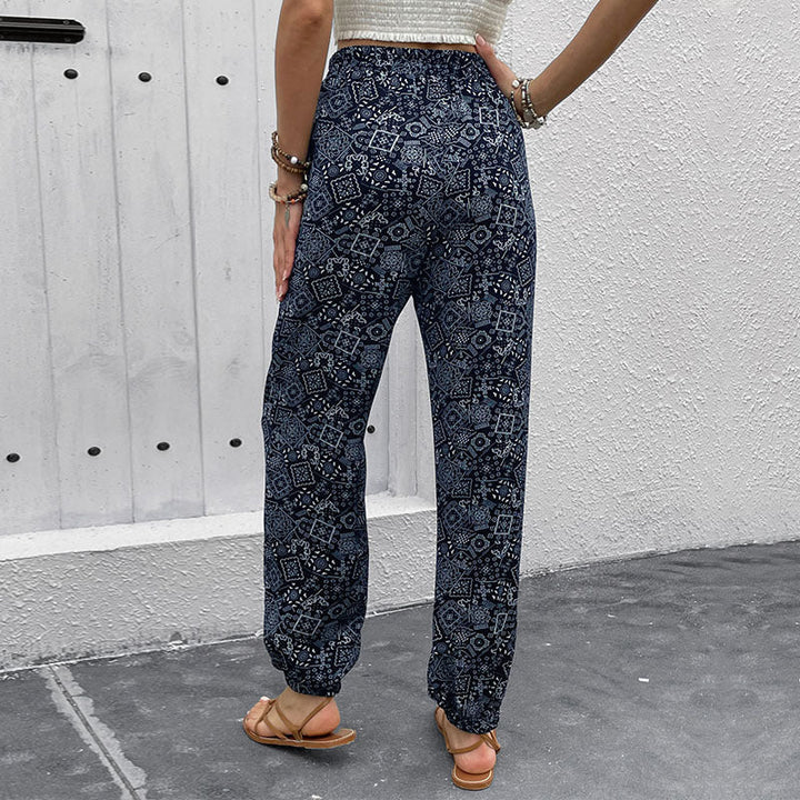 Damen Lockere Haremshose mit elastischem Bund und seitlichen Taschen Drune