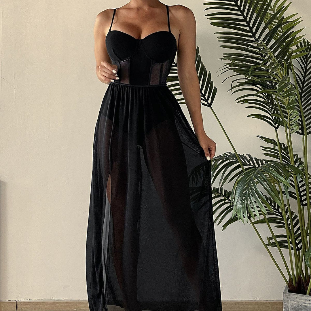 Damen Transparente Sommerkleid Drune