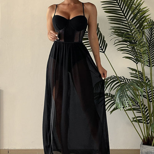 Damen Transparente Sommerkleid Drune