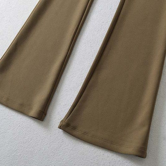 Damen hochtaillierte Stretch‑Schlaghose mit weitem Bootcut‑Schnitt Drune
