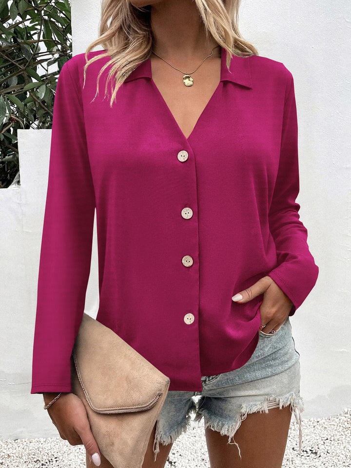 Damen Elegante Bluse mit Knopfleiste Drune