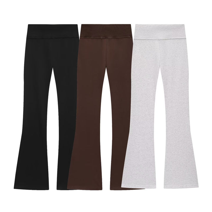 Damen 600+ hochtaillierte ausgestellte Jersey‑Hose mit Stretchbund Drune
