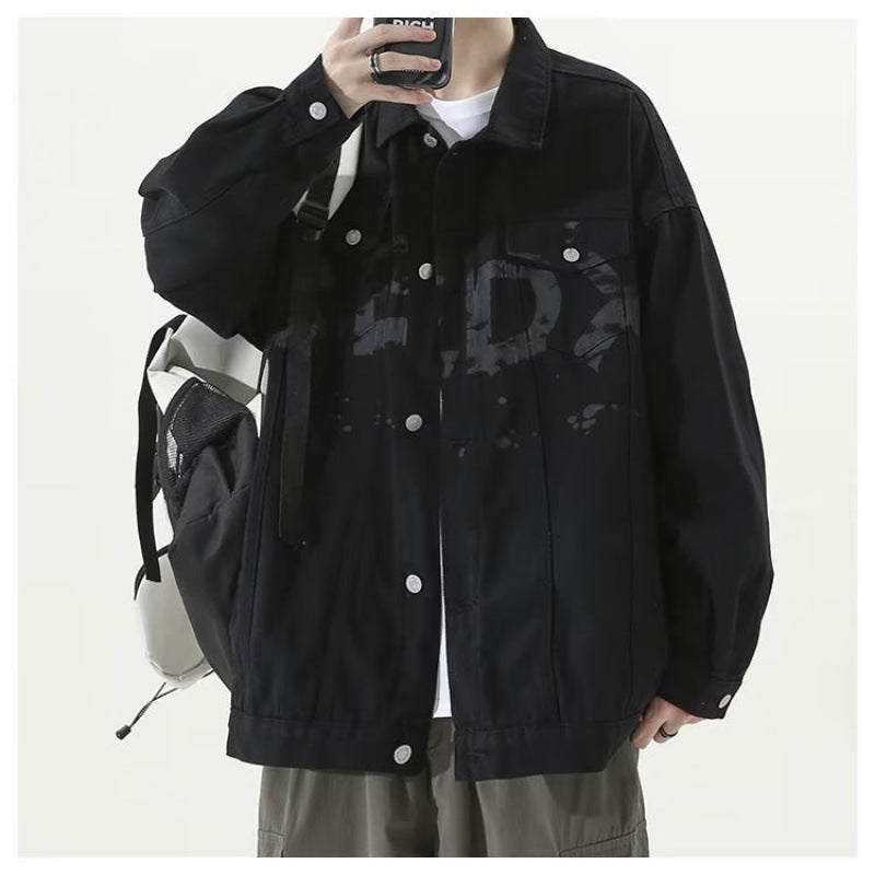 Herren Modische Denimjacke mit Brusttaschen Drune