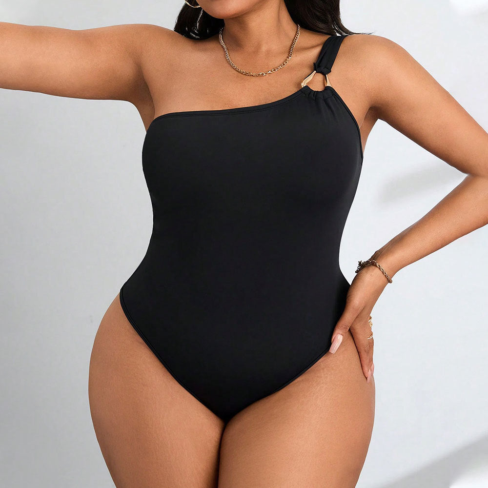 Damen Einteiler Badeanzug mit asymmetrischem Design und raffiniertem Schulterdetail Drune