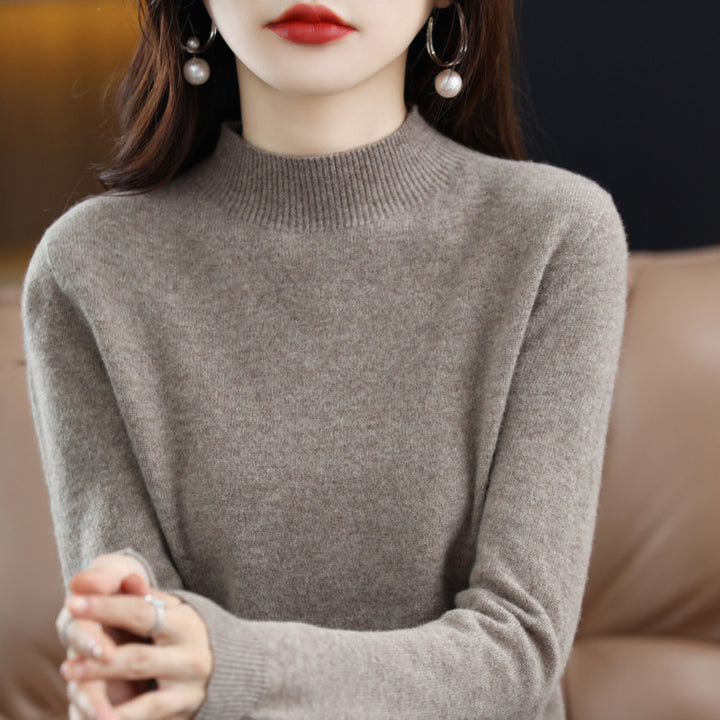 Damen Schlanker Feinstrick-Mockneckpullover mit extrafeinem Flauschfinish und verlängerten Bündchen Drune