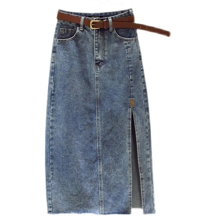 Damen Denim-Maxi-Rock mit seitlichem Schlitz Drune