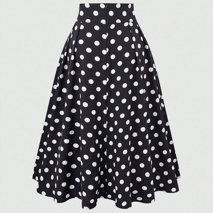 Damen Eleganter Midirock mit Polka Dots Drune