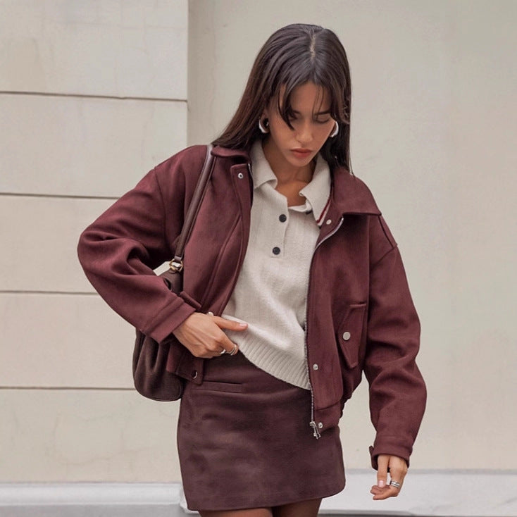Damen Kunstlederjacke mit modernem Schnitt und praktischen Taschen Drune