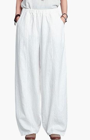 Damen Leichte und luftige Palazzo-Hose mit weitem Schnitt Drune