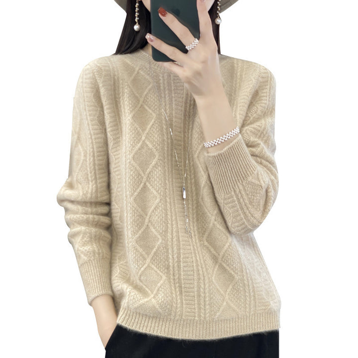 Damen Zopfmuster-Feinstrickpullover mit Ajour-Bahnen und weichem Mohair-Finish Drune