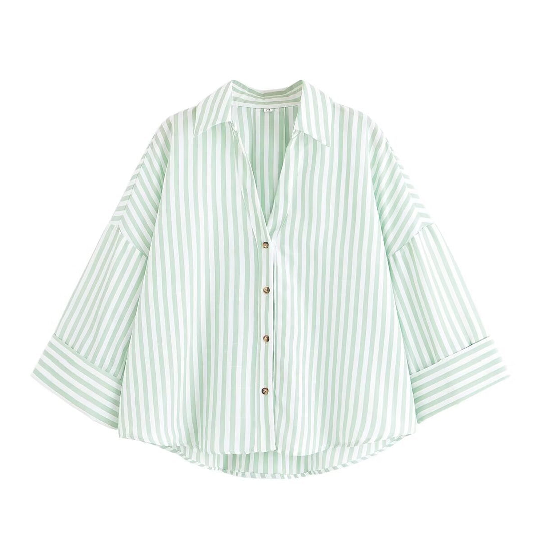 Damen Hemdblusenshirt mit lässigem Schnitt und eleganten 3/4-Ärmeln Drune