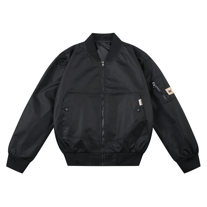 Herren  leichte Nylon Bomberjacke mit geripptem Kragen, Bündchen, Saum und Ärmeltasche mit Reißverschluss Drune