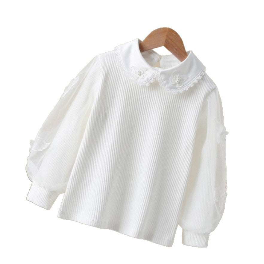 Damen Bluse mit eleganten Puffärmeln und Rüschenkragen Drune