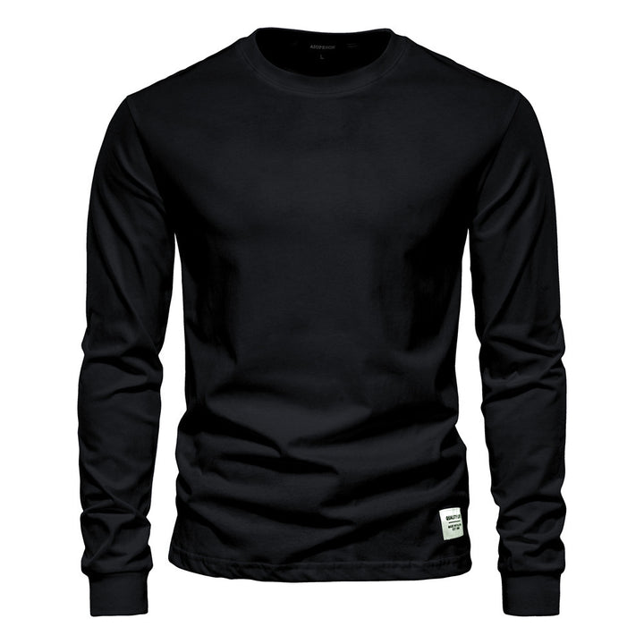 Herren nan klassisches langärmliges Baumwollshirt mit Rundhalsausschnitt und elastischen Bündchen Drune