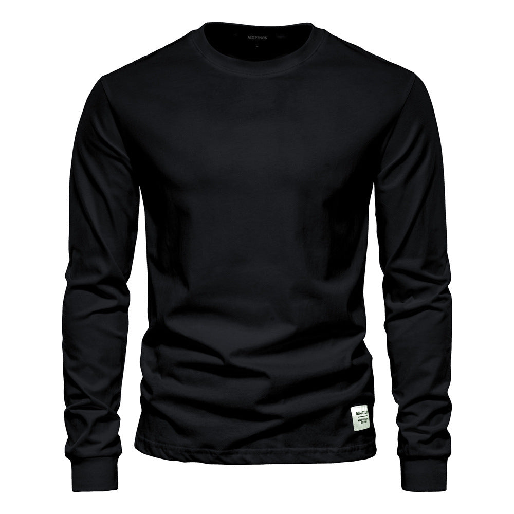 Herren nan klassisches langärmliges Baumwollshirt mit Rundhalsausschnitt und elastischen Bündchen Drune