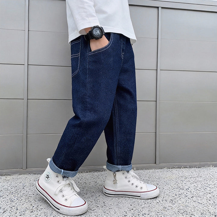 Unisex Bequeme Denim-Hose mit elastischem Bund Drune