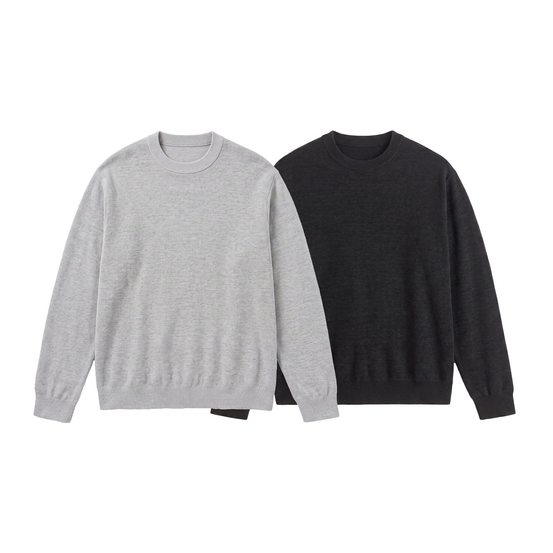 Herren Feiner Rundhals‑Sweatpullover aus Terry‑Frottee mit geripptem Saum Drune