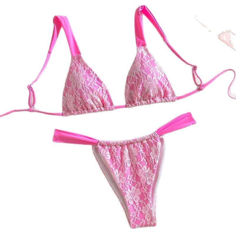 Damen Blütenmotiv Triangel-Bikini-Set Drune