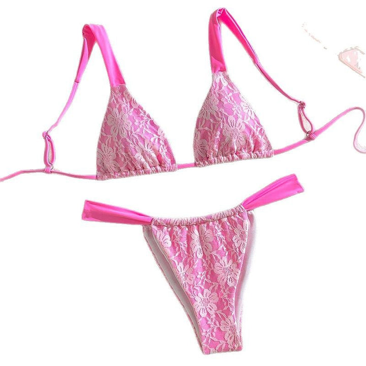 Damen Blütenmotiv Triangel-Bikini-Set Drune