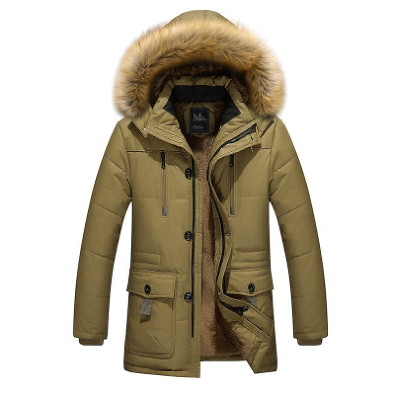 Herren Parka mit Teddyfutter, Kunstfellkapuze und Multifunktionstaschen Drune