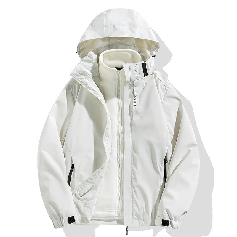 Herren zweiteilige Winterjacke mit abnehmbarer Fleece-Innenjacke wasserdicht winddicht Drune