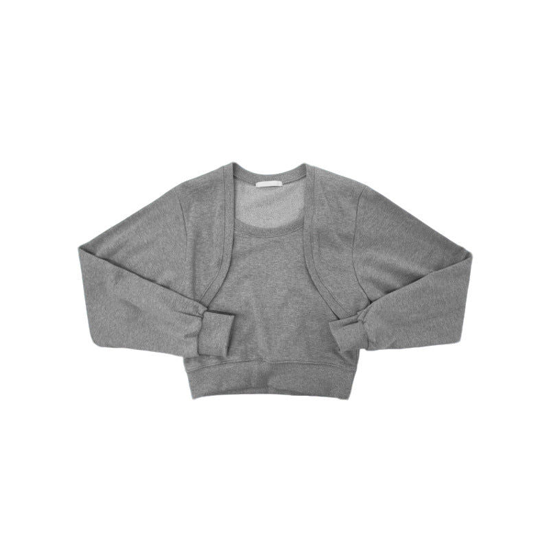 Damen cropped Sweatjacke mit weichen Ärmeln Drune