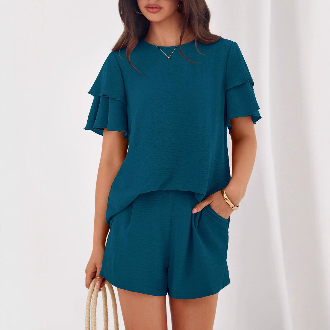 Damen Verspieltes Jumpsuit mit Rüschendetails und seitlichen Taschen Drune