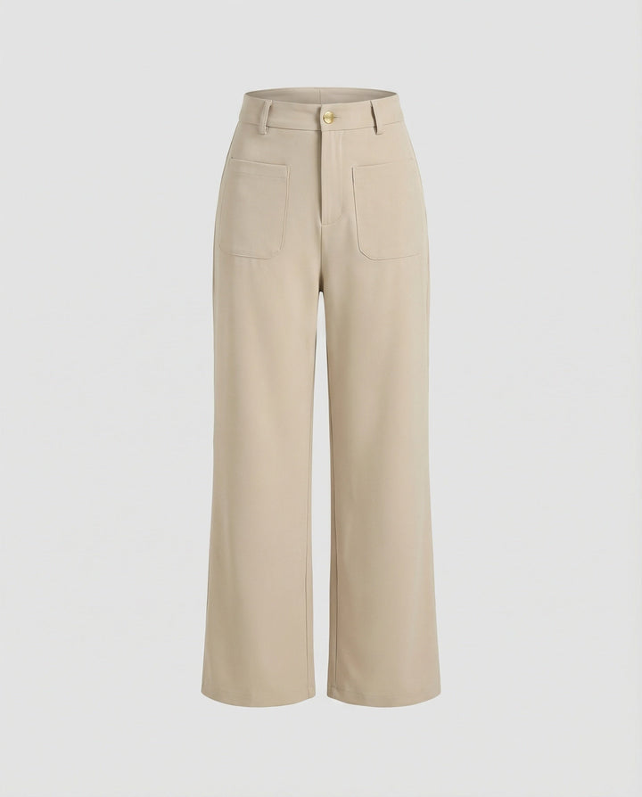 Damen Weite Stoffhose Damen mit Taschen