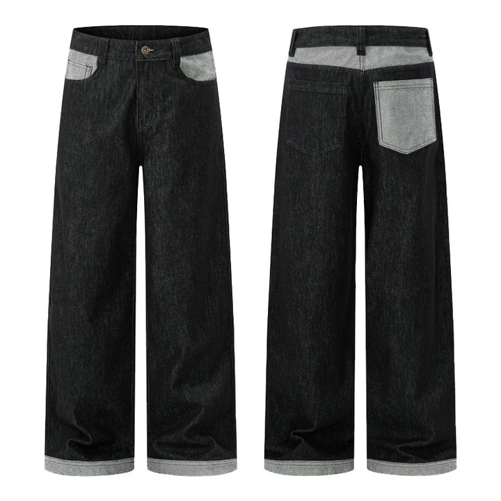 Herren Ultraweite Denim-Marlenehose mit extra langer Saumkante und Five‑Pocket-Detail Drune