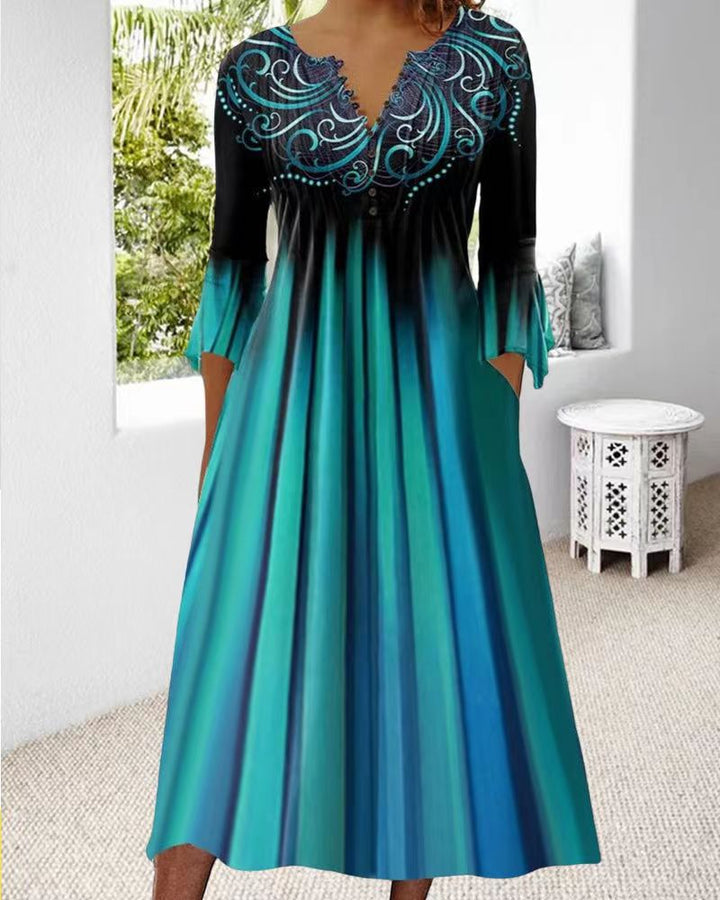 Damen Midikleid mit eleganter Bestickung und fließendem Schnitt Drune