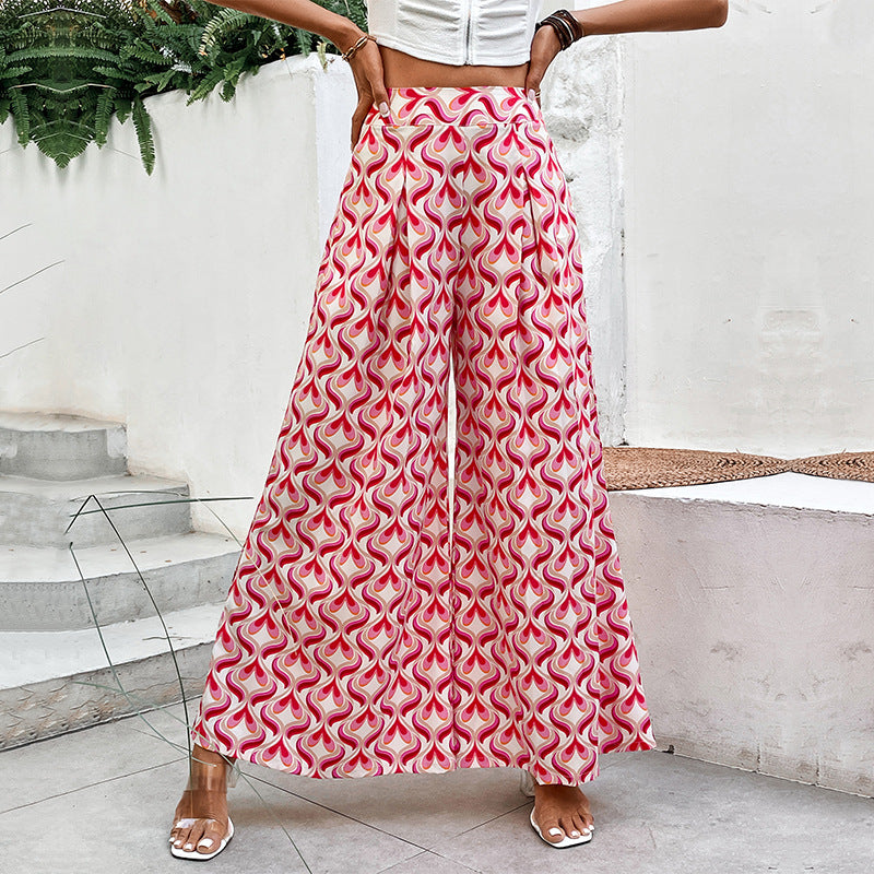 Damen Weite Hosen mit buntem Muster Drune