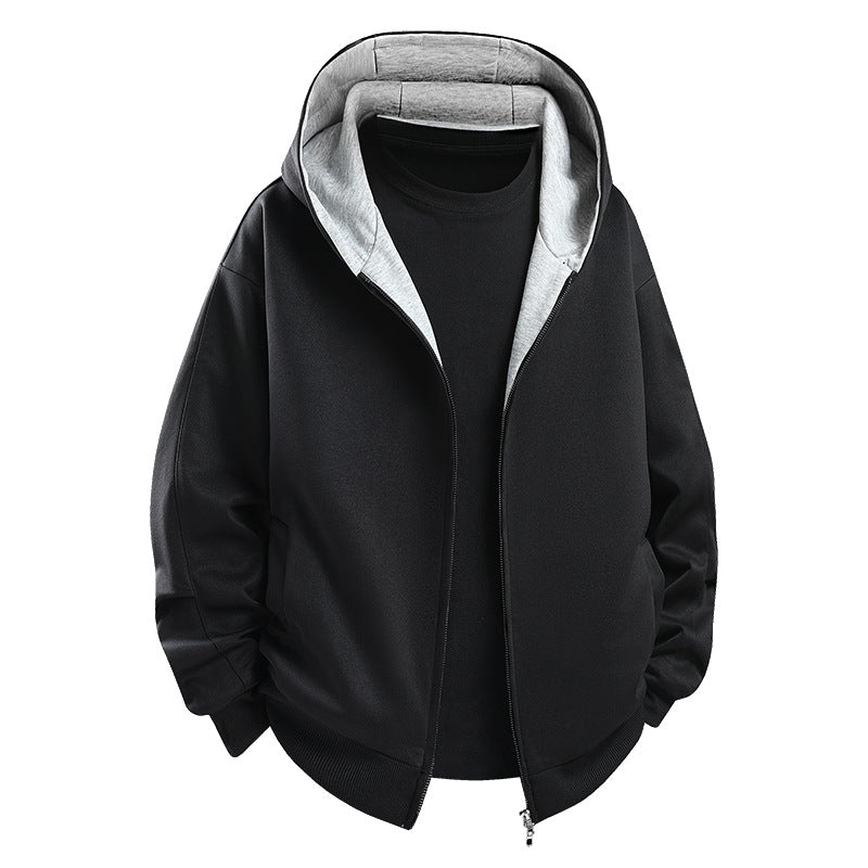 Herren Modische Kapuzenjacke mit hohem Kragen Drune