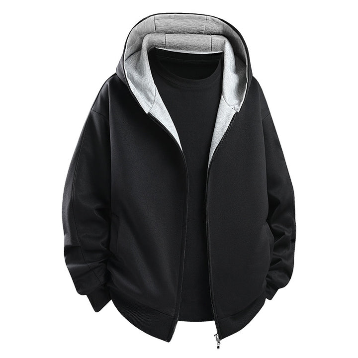 Herren Modische Kapuzenjacke mit hohem Kragen Drune