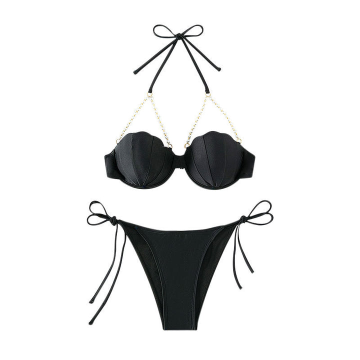 Damen Eleganter Push-Up-Bikini mit Perlenakzenten Drune