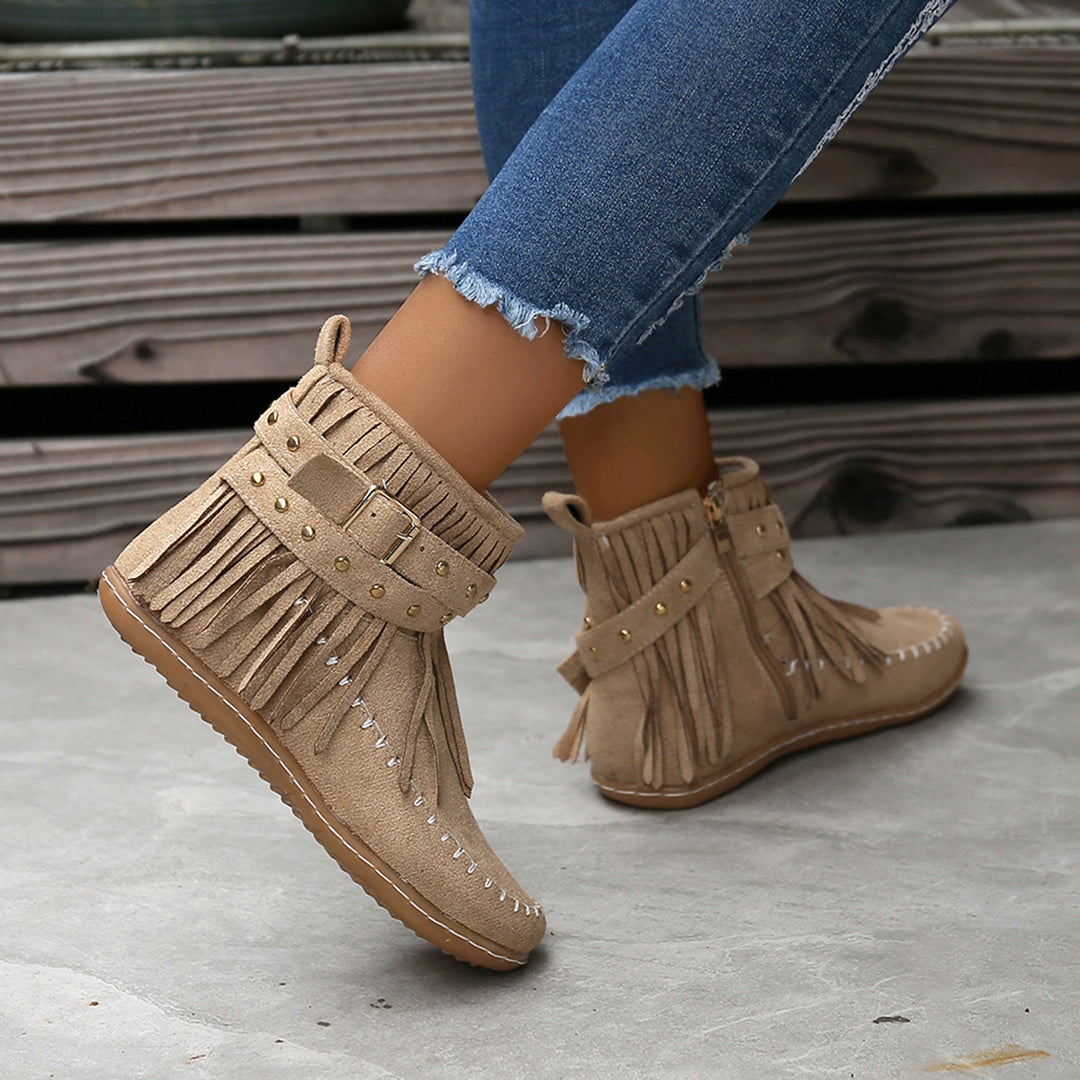 Damen Mokassins mit fransigem Design und modischem Riemen Drune