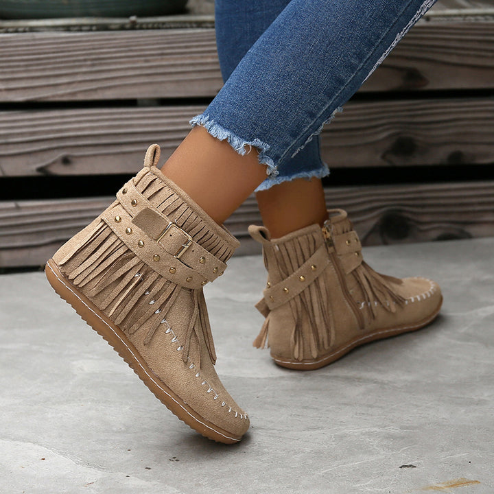 Damen Mokassins mit fransigem Design und modischem Riemen Drune