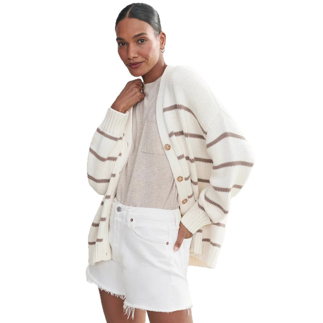 Damen Strickoberteil mit zeitgemäßem Design und kontrastierenden Streifen Drune