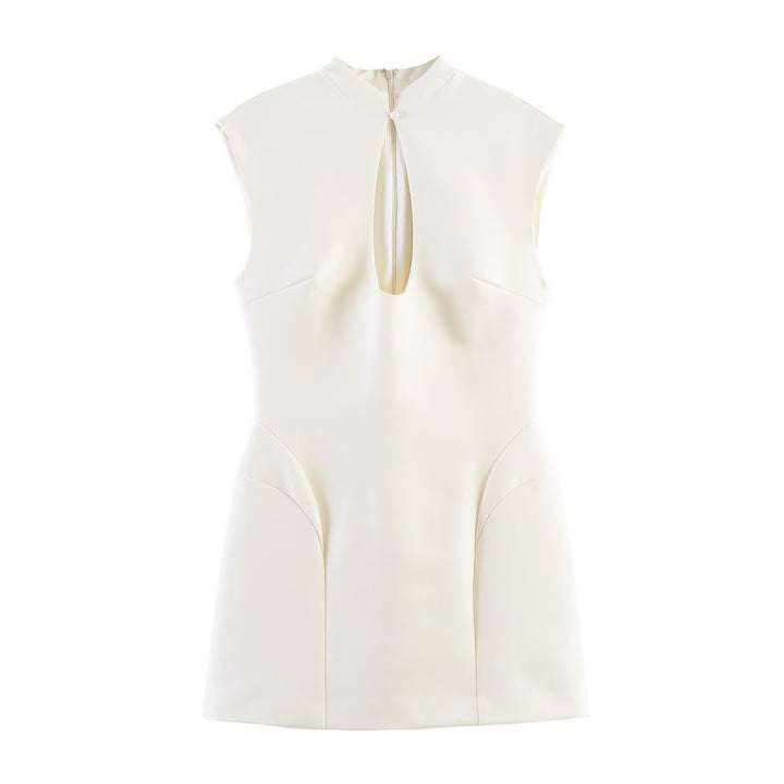 Damen figurbetontes Sommerkleid mit V-Ausschnitt und Rückenschlitz Drune
