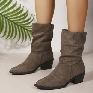 Damen Modische Stiefeletten mit hohem Kragen Drune