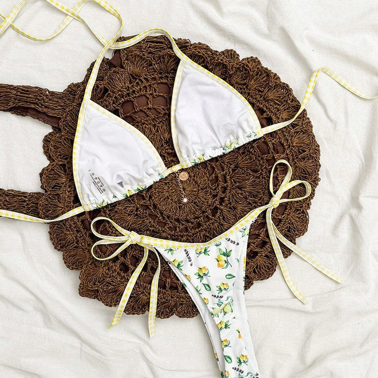 Damen Triangel-Bikini mit fruchtigem Motiv Drune
