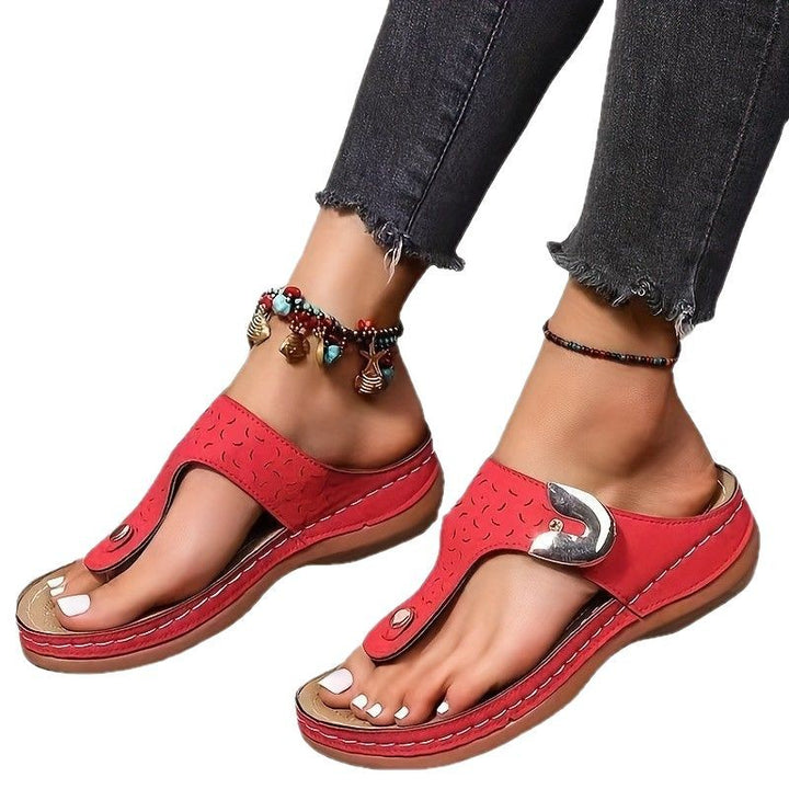 Damen komfortable Zehentrenner-Sandalen mit anatomischer Fußbettgestaltung Drune