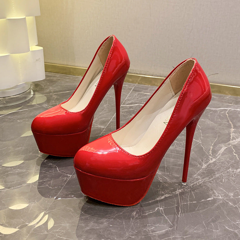 Damen Lack-Pumps mit überhohem Plateau und schlankem Stiletto-Absatz Drune