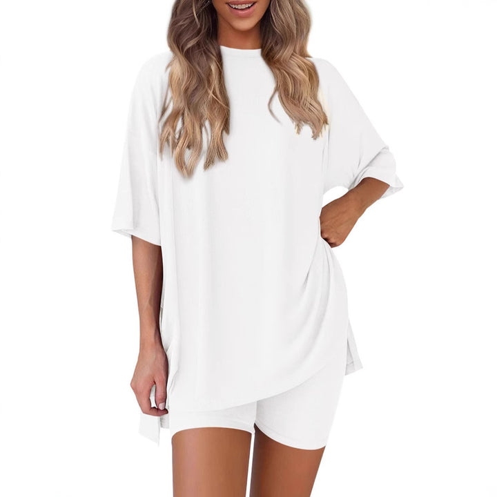Damen Bequeme Oversized T-Shirt mit Seitenschlitzen Drune